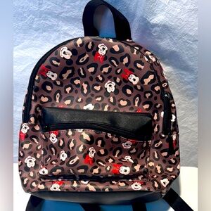 Leopard Print Mini Backpack with Cartoon Design Faux leather.